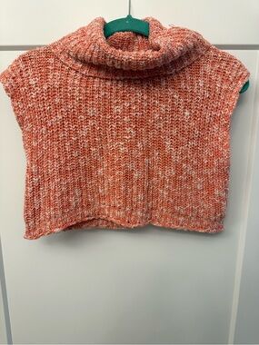 Sleeveless Cropped Cowl Neck Sweater Vest in Orange